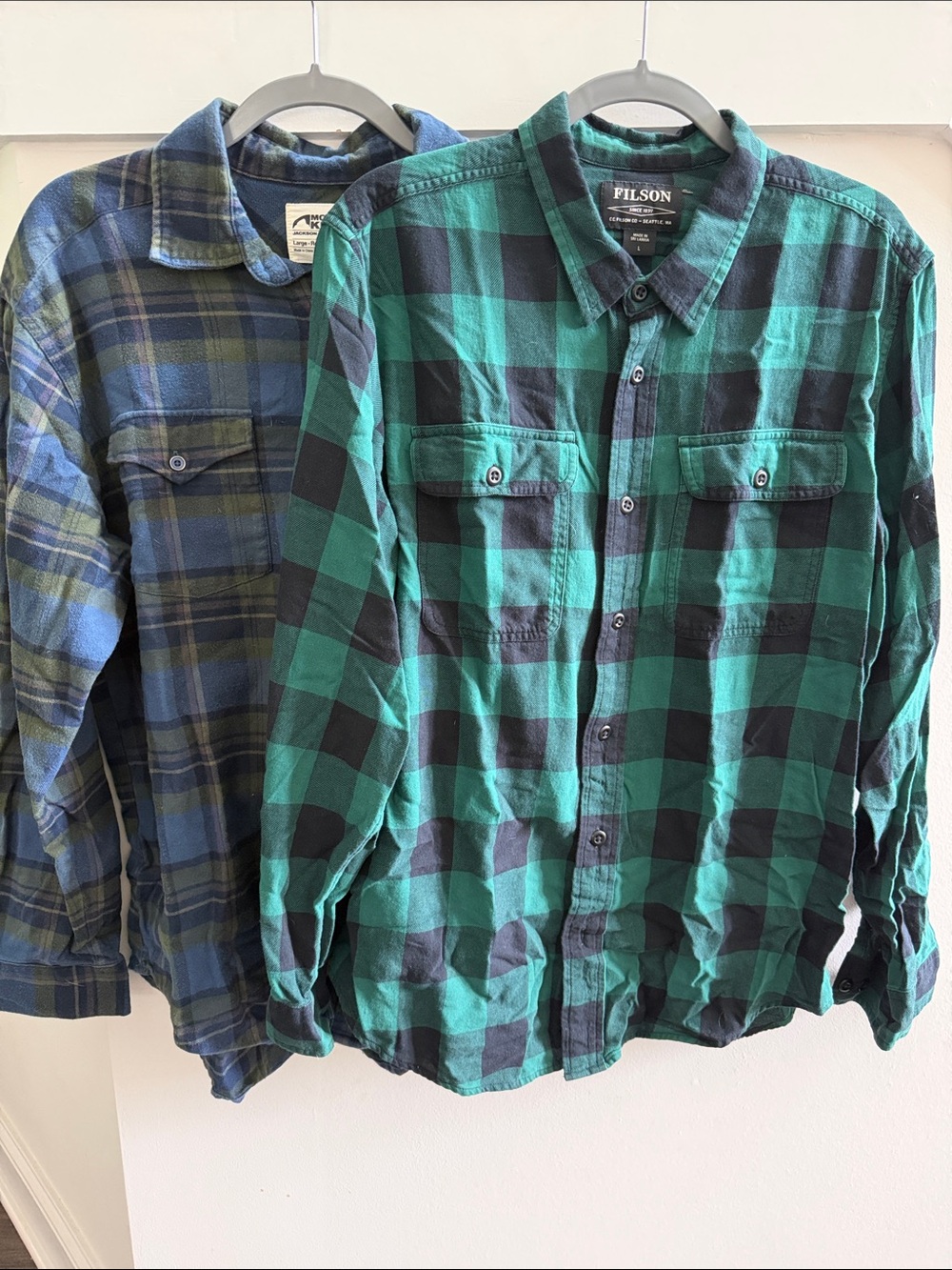 Men’s plaid shirt duo-Filson and Mountain Khakis